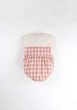 Romper Suit w/ Bib Collar - Pink Check