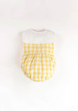 Romper Suit w/ Bib Collar - Yellow Check