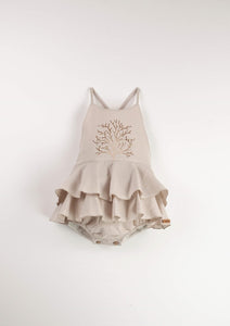 Coral Motif Romper Suit - Sand