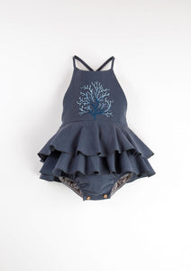 Coral Motif Romper Suit - Navy Blue