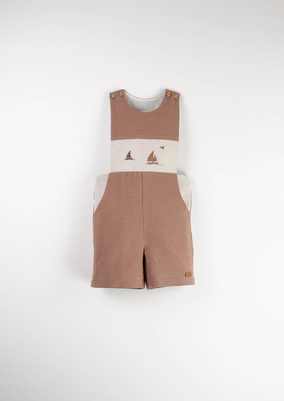 Boat Motif Dungaress - Brown