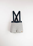 Embroidered Dungarees w/ Straps - Striped