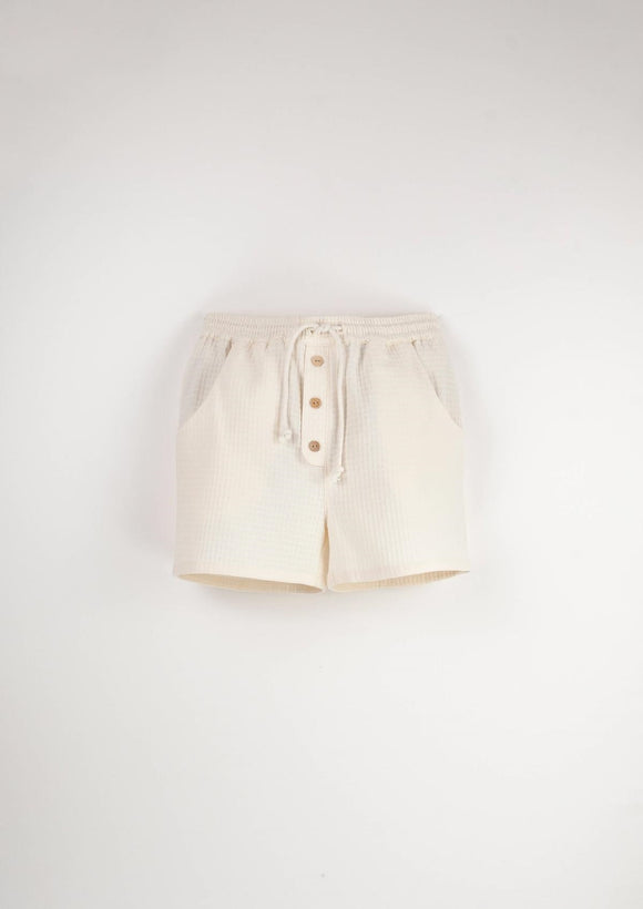 Off-white textured Bermuda shorts