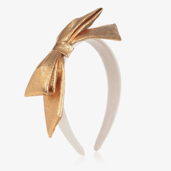 Side Bow Hairband  White Gold