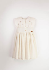 Off-White dress with bib collar