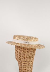 White off Natural straw hat