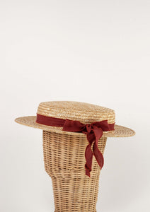 Earth red natural straw hat