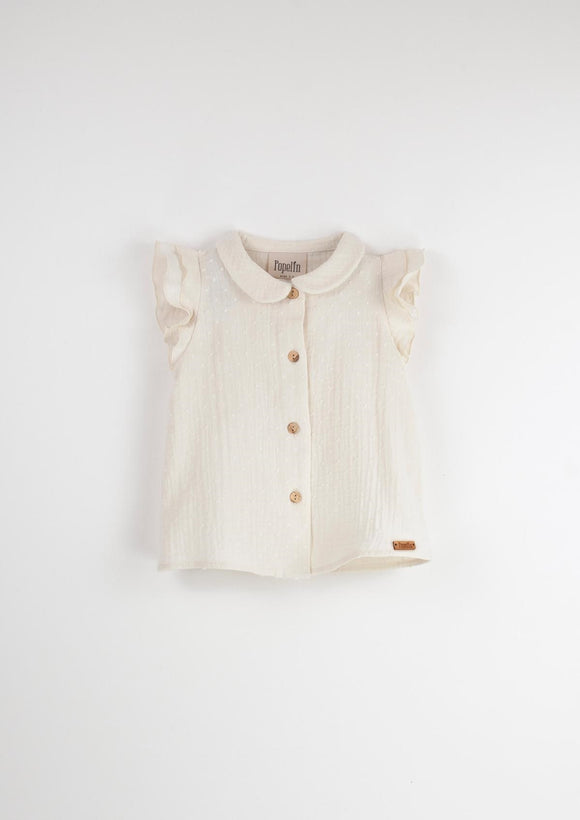 Off-White sleeveless shirt with frills