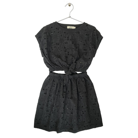 Embroidered Cut-Out Dress - Black