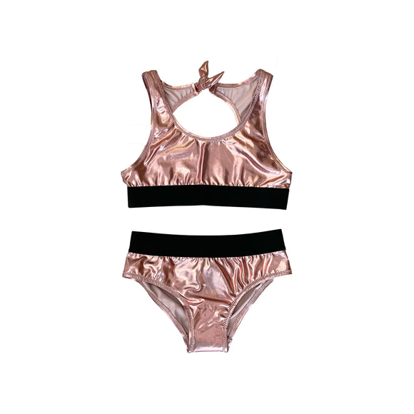 Metallic Bikini Set -  Pink