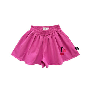 Cherry Wide Leg Shorts - Super Pink