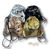 Metallic Drawstring Bag Black