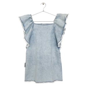 Ruffled Denim Dress - Blue