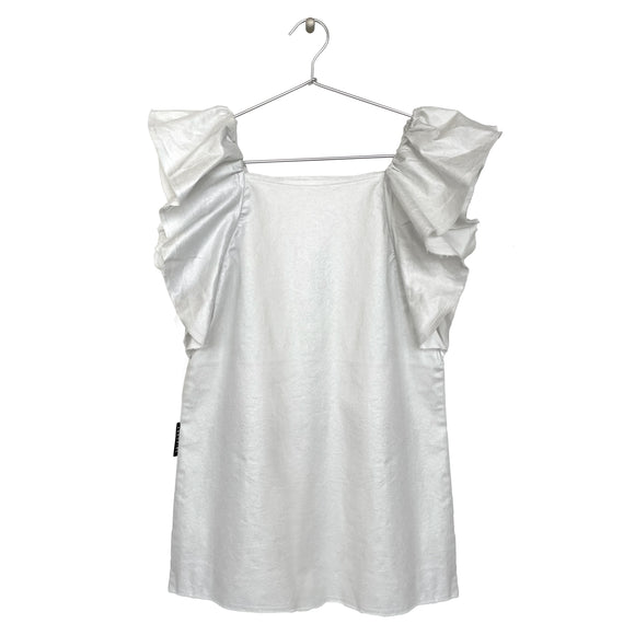 Ruffled Denim Dress - Silver