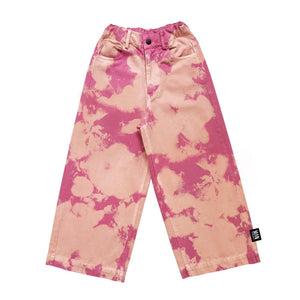 Distressed Wide Leg Pants - Overdye Pink Peach