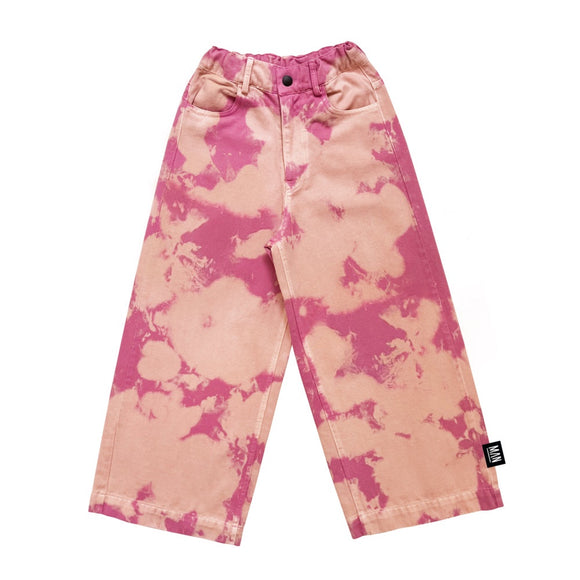 Distressed Wide Leg Pants - Overdye Pink Peach