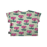 HAPPY FLOWER Cropped T-shirt / Sea Spray