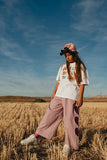 HEART CUT OUT Wide leg Pants / Orchid Haze