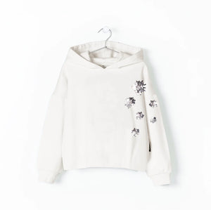 SILVER Sequin Embroidered Hoodie / Off-white