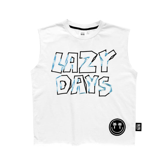 Lazy days tank-white