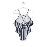 Ruffled swimsuit  -  Black