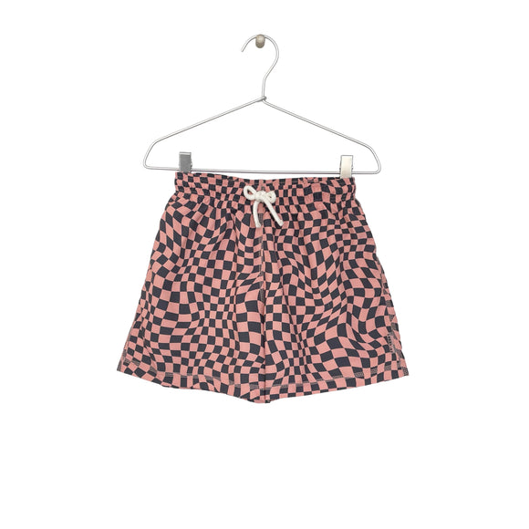CHECK-PRINT SWIM SHORTS  ORANGE