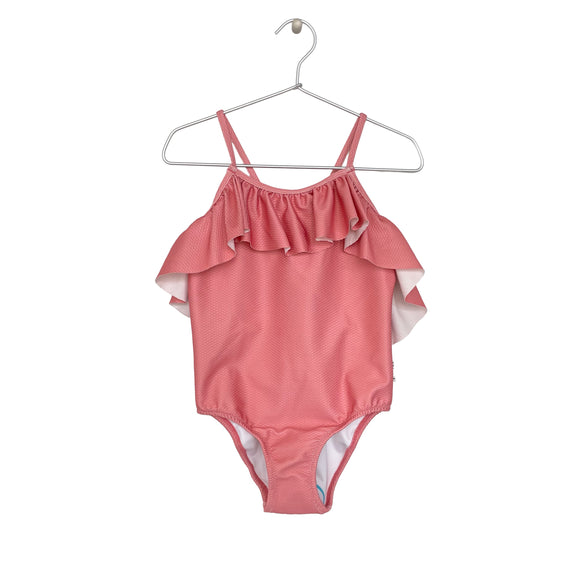 RUFFLED SWIMSUIT - coral