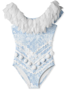 Rose Swimsuit with Petals   Blue