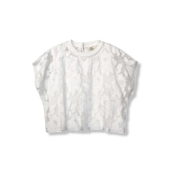 Burnout Lace Top / White