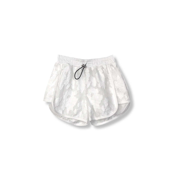 Burnout Lace Shorts / White