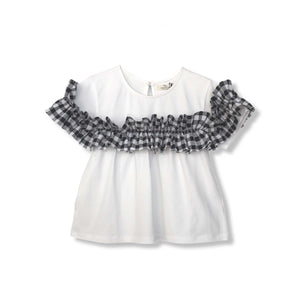 Vichy Ruffled Top / Off-white