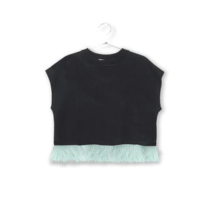 Embellished Fleece Top Black