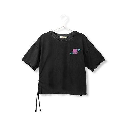 TIE-DETAILED T-SHIRT  Black