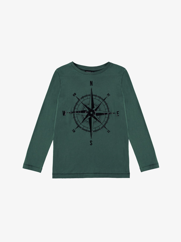 Compass Textured Tee  dark green