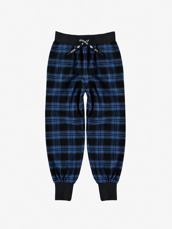 Flannel Jogger Pants- electric blue/black