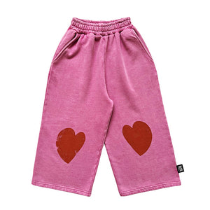 HEART Straight Leg Jogging Pants / Pink