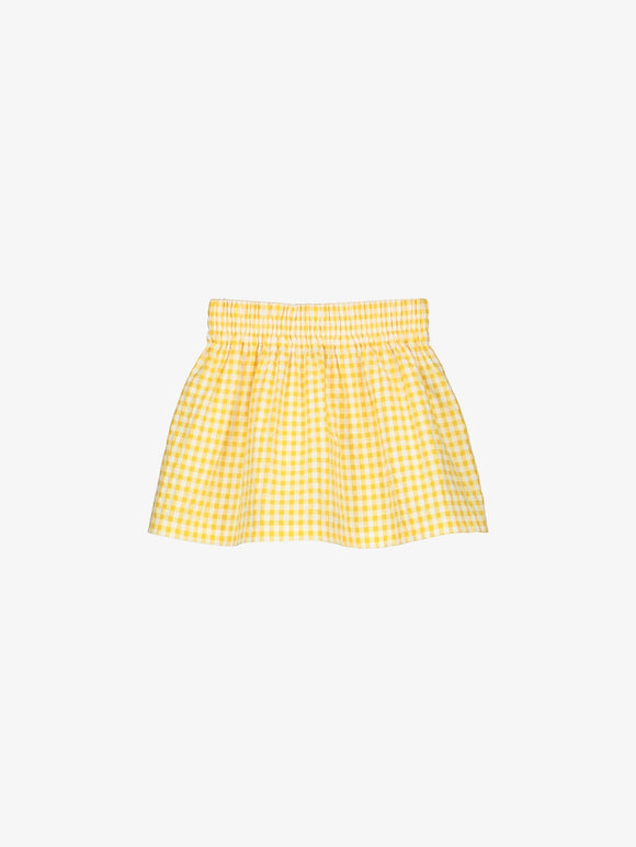 GINGHAM SHORT SKIRT  YELLOW+WHITE