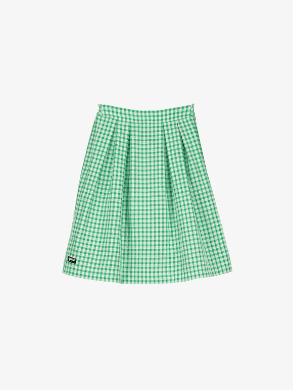 GINGHAM MIDI SKIRT  GREEN