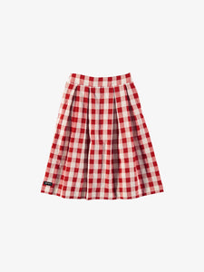 GINGHAM MIDI SKIRT  RED