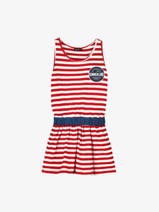 STRIPED WAIST DRESS RED STRIPES