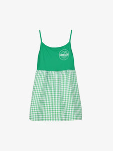 GINGHAM SHORT DRESS GREEN+WHITE