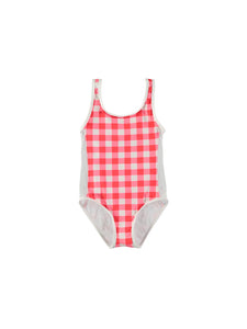 GINGHAM SPORT SWIMSUIT  RED+WHITE