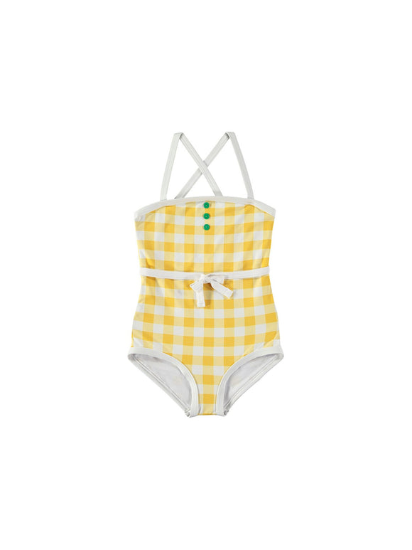 GINGHAM RETRO SWIMSUIT   YELLOW+WHITE