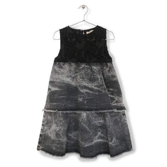 Tiered Denim Dress / Grey