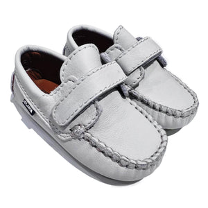 Baby Moc with strap - White ice soft nappa