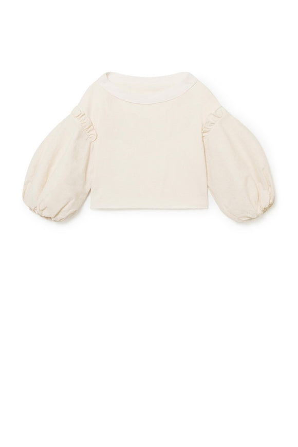 Arty Fleece Balloon Crop Top / cream