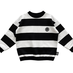 BIG STRIPE High Collar Sweater Black & White