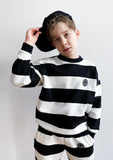 BIG STRIPE High Collar Sweater Black & White