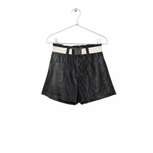 Faux Leather Shorts / Black