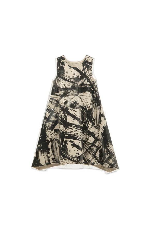 Clear Recycled Sleeveless Dress / cream & black